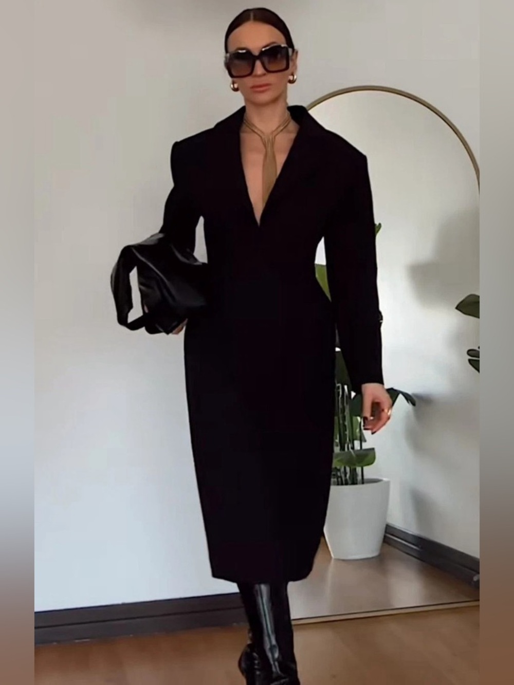 NWT. Zara ZW Collection Black Coat Dress. Size S. - Picture 6 of 14